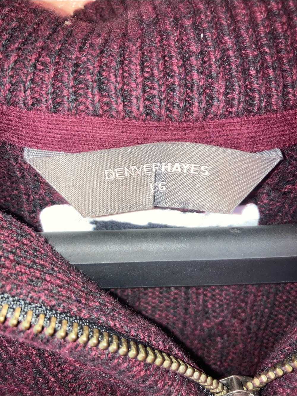 Denver Hayes Men's Cable Quarter-Zip Sweater - Burgundy - Picture 2 of 4